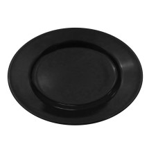 CAC China LV-12-BLK Las Vegas Stoneware Rolled Edge Black Oval Platter 10 3/8&quot; - 2 dozen