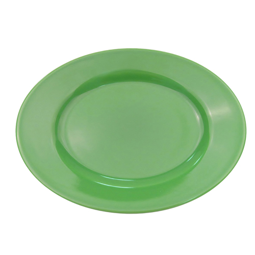 CAC China LV-13-G Las Vegas Stoneware Green Oval Rolled Edge Platter 11 1/2"  - 1 dozen