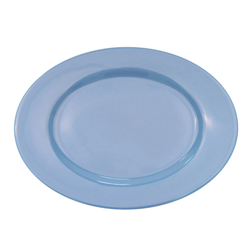 CAC China LV-13-LBU Las Vegas Stoneware Light Blue Oval Rolled Edge Platter 11 1/2"  - 1 dozen