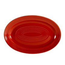 CAC China TG-12-R Tango Embossed Porcelain Red Oval Platter 10 5/8&quot;  - 2 dozen