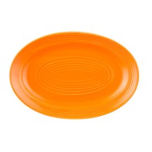 CAC China TG-12-TNG Tango Embossed Porcelain Tangerine Oval Platter 10 5/8&quot;  - 2 dozen