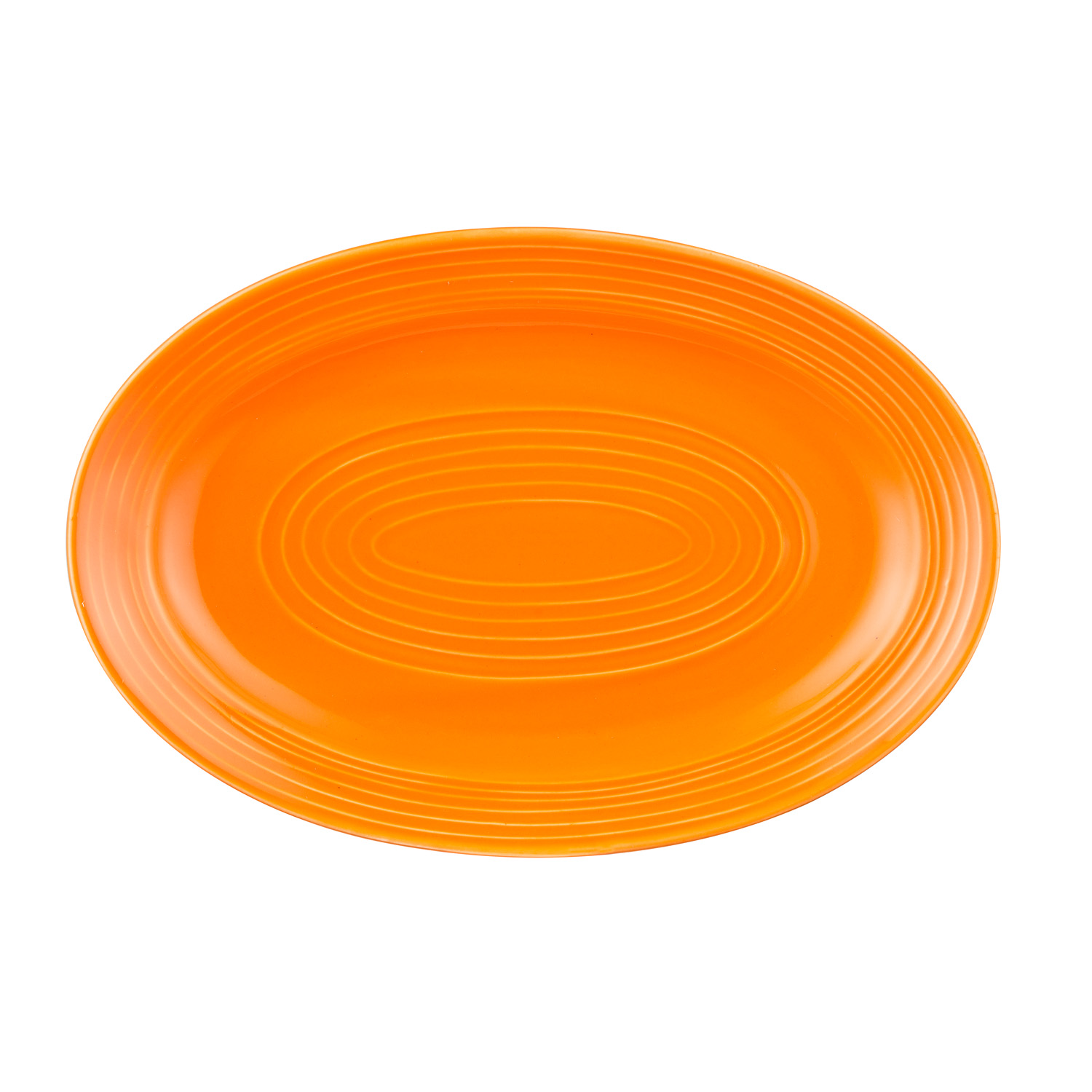 CAC China TG-12-TNG Tango Embossed Porcelain Tangerine Oval Platter 10 5/8"  - 2 dozen