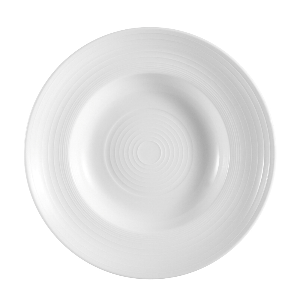 CAC China TGO-133 Tango Embossed Bone White Porcelain Pasta Bowl 18 oz., 10 1/2"  - 1 dozen