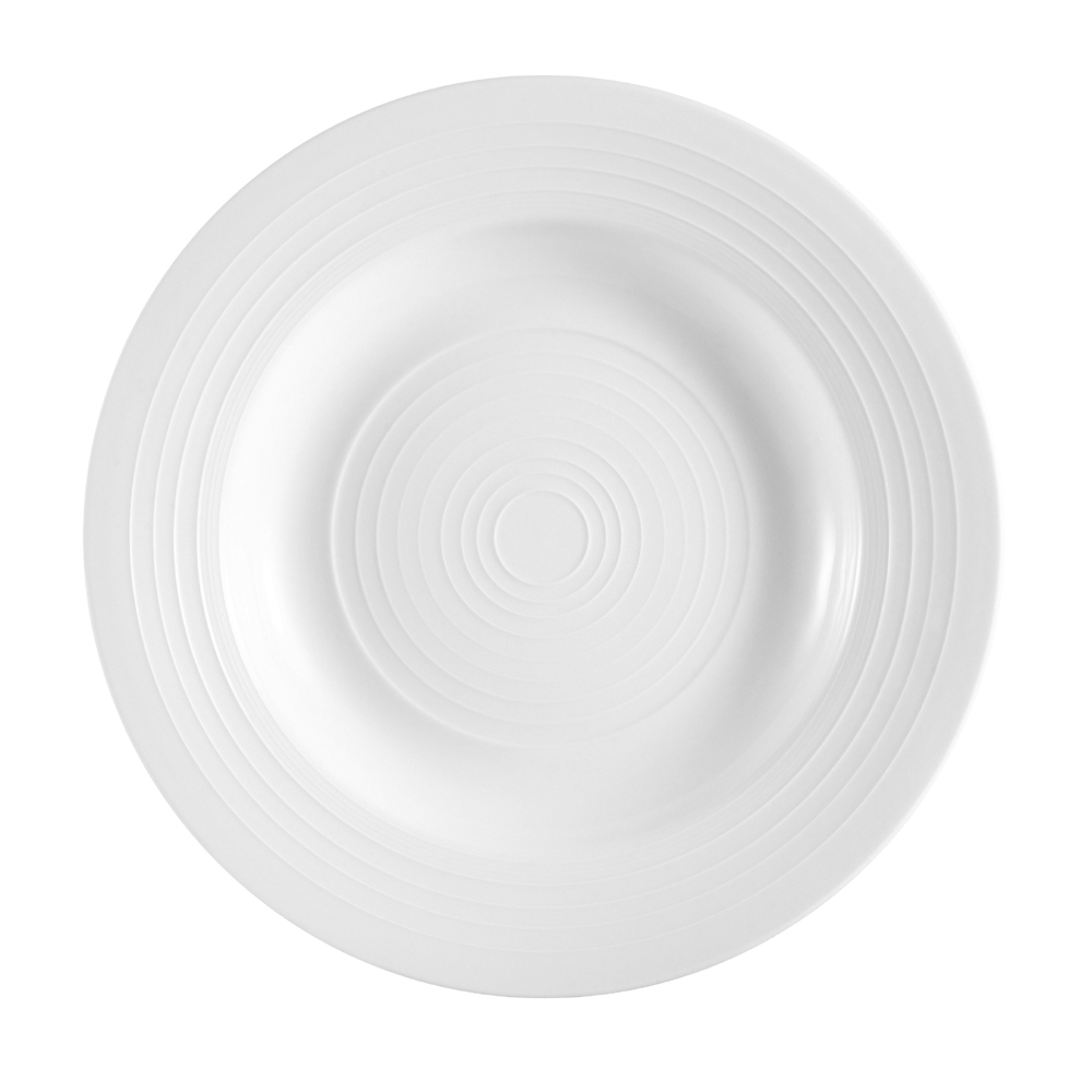 CAC China TGO-120 Tango Embossed Bone White Porcelain Pasta Bowl 22 oz., 12"  - 1 dozen