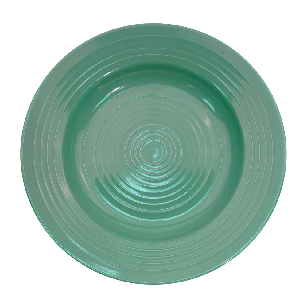 CAC China TG-120-G Tango Embossed Porcelain Green Pasta Bowl 22 oz., 12"  - 1 dozen