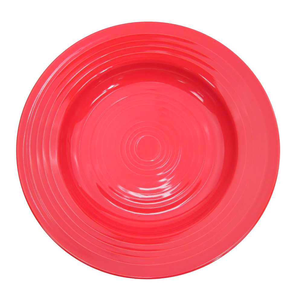 CAC China TG-120-R Tango Embossed Porcelain Red Pasta Bowl 22 oz., 12"  - 1 dozen