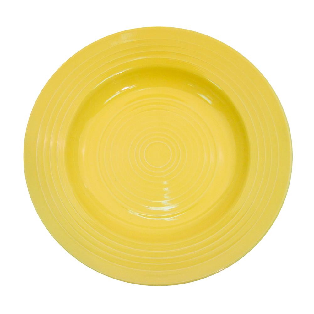 CAC China TG-120-SFL Tango Embossed Porcelain Sunflower Pasta Bowl 22 oz., 12"  - 1 dozen