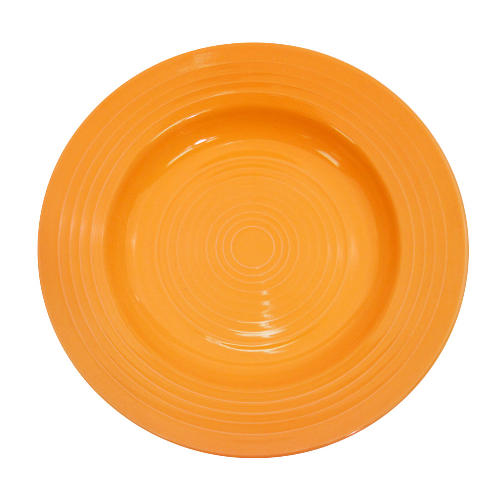 CAC China TG-120-TNG Tango Embossed Porcelain Tangerine Pasta Bowl 22 oz., 12"  - 1 dozen