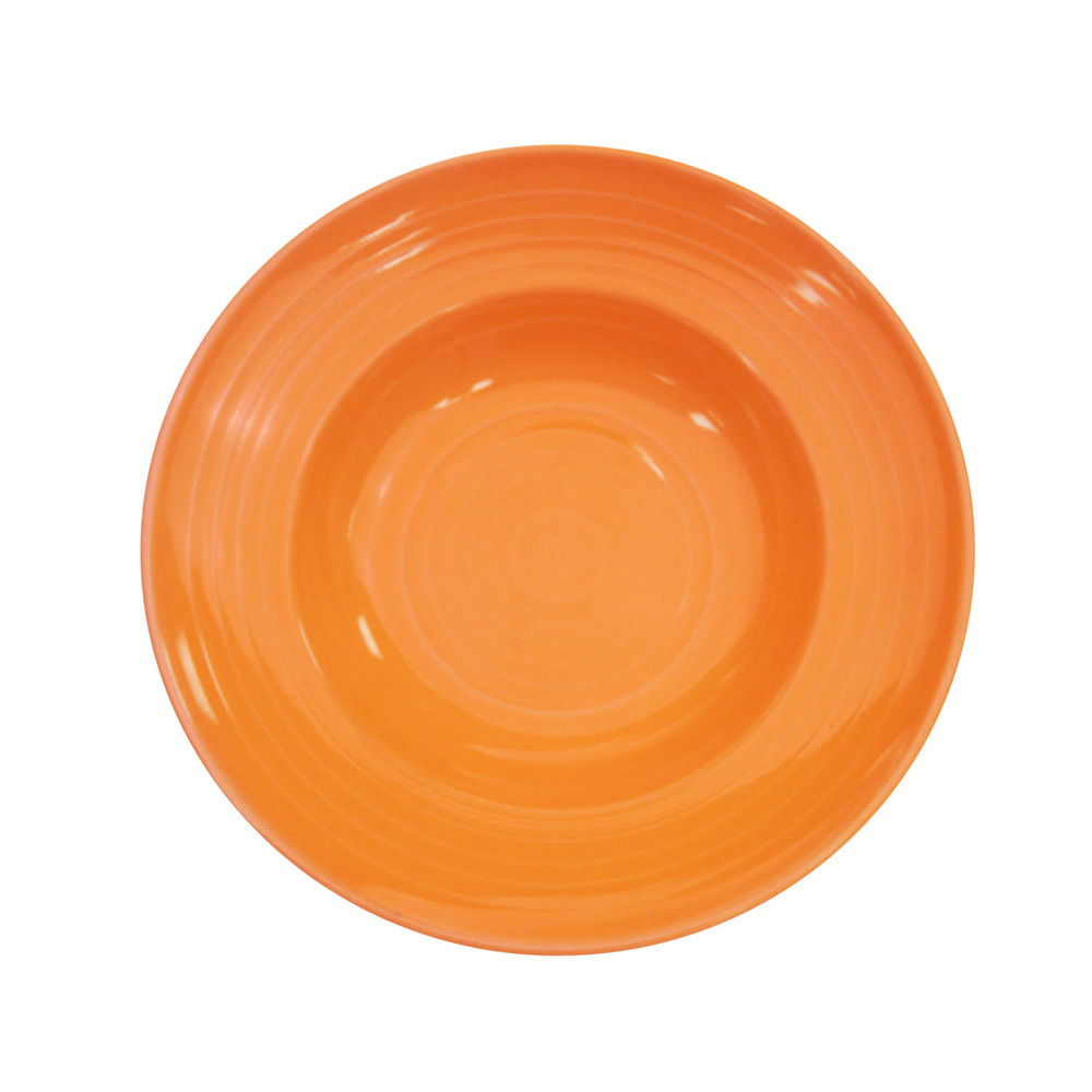 CAC China TG-3-TNG Tango Embossed Porcelain Tangerine Pasta Bowl 9 oz., 9" - 2 dozen