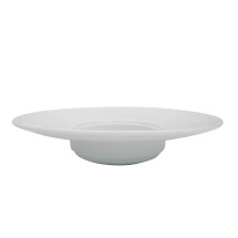 CAC China HMY-122 Harmony Super White Porcelain Pasta Bowl with Wide Rim 7 oz., 10&quot;  - 1 dozen