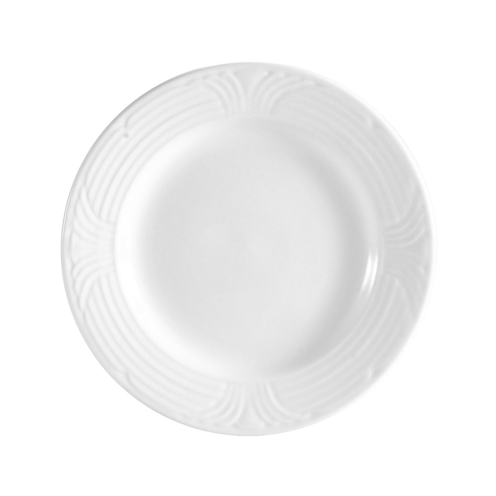 CAC China CRO-16 Corona Super White Porcelain Plate 10 1/2" - 1 dozen