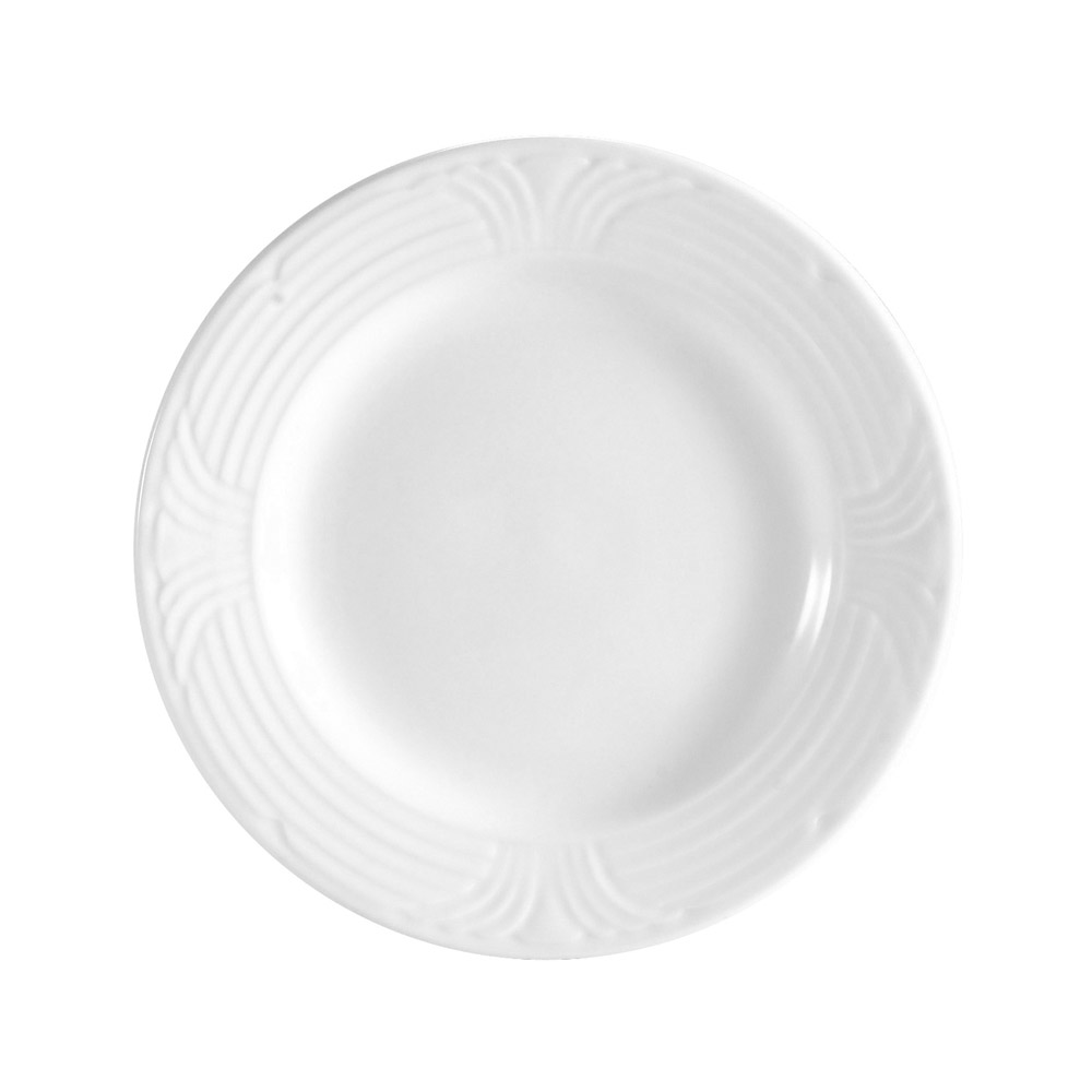 CAC China CRO-16 Corona Super White Porcelain Plate 10 1/2" - 1 dozen