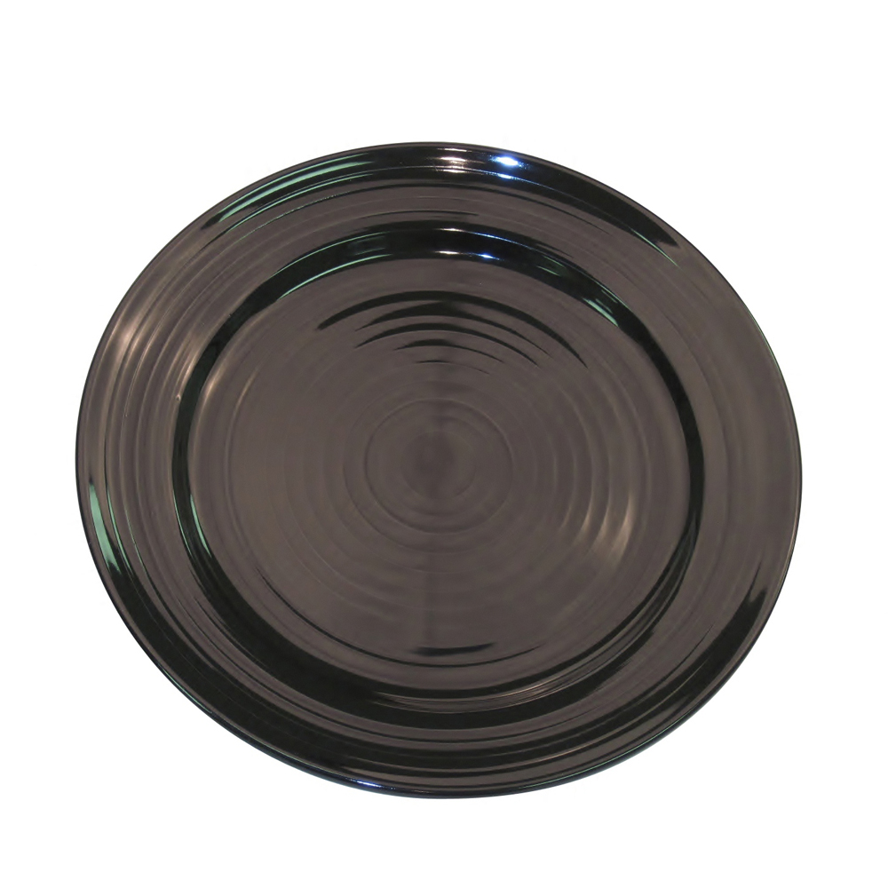 CAC China TG-16-BLK Tango Embossed Porcelain Black Plate 10 1/2"  - 1 dozen