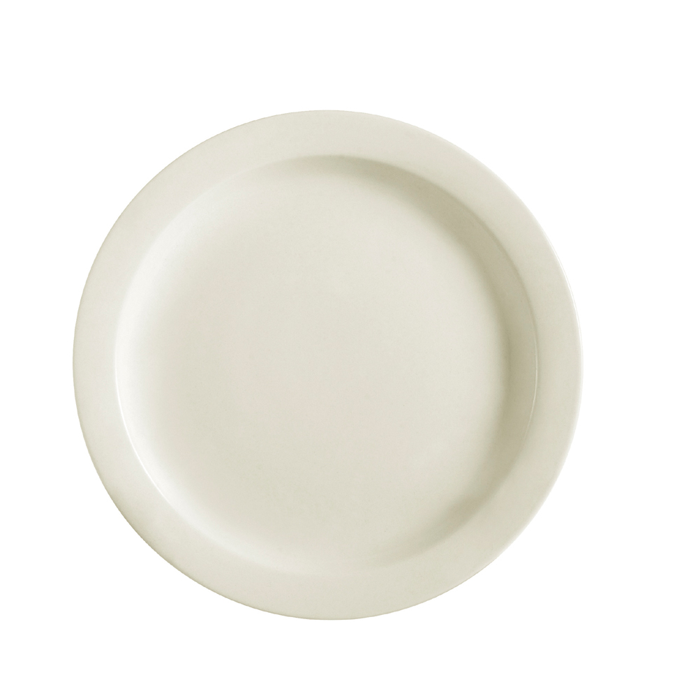 CAC China NRC-22 American White Stoneware Narrow Rim Plate 8 1/4" - 3 dozen