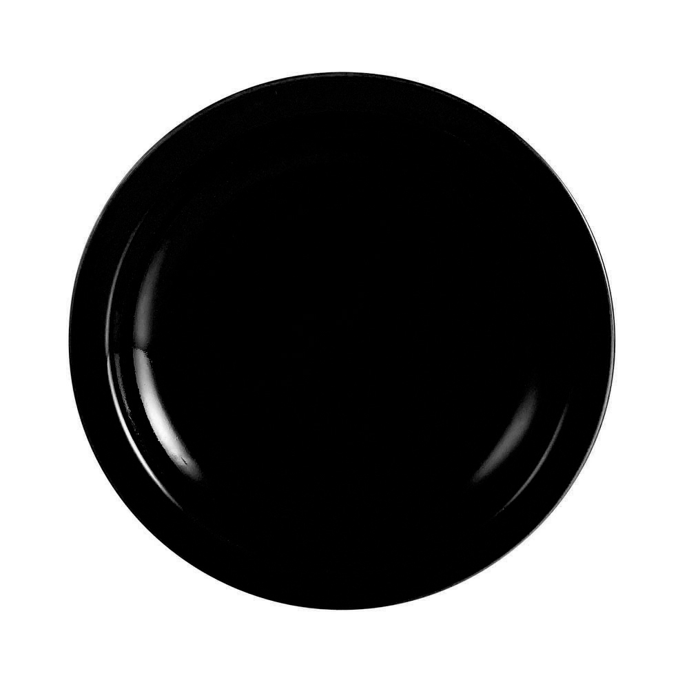CAC China L-6NR-BLK Las Vegas Stoneware Black Rolled Edge Narrow Rim Plate 6 1/2"  - 3 dozen