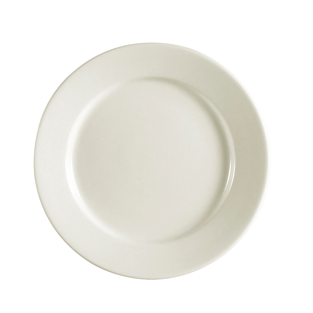 CAC China REC-8 American White Stoneware Rolled Edge Plate 9" - 2 dozen