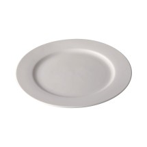 CAC China GW-21 Great Wall Bone White Porcelain Rolled Edge Plate with Wide Rim 12&quot; - 1 dozen