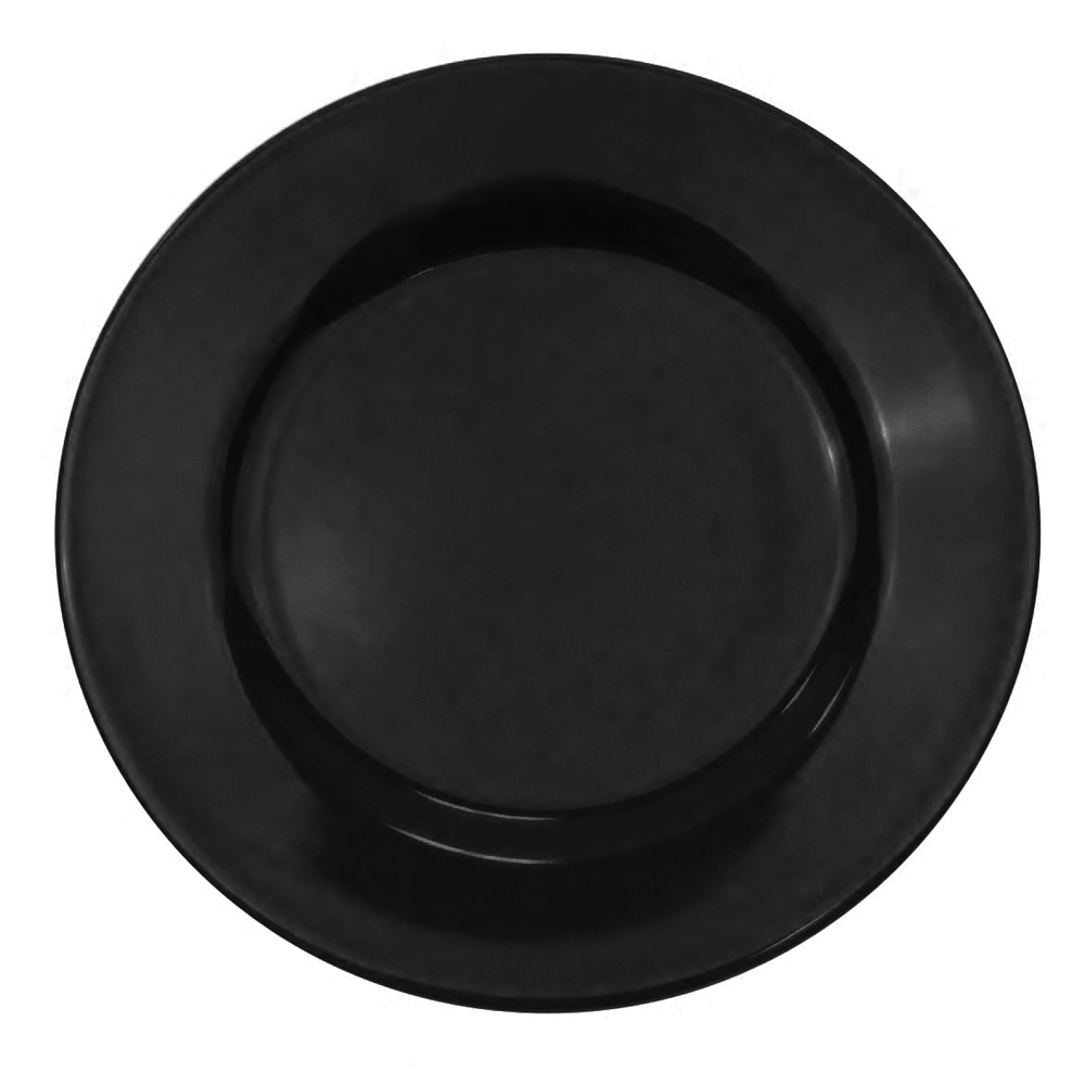 CAC China LV-9-BLK Las Vegas Stoneware Rolled Edge Black Plate 9 3/4" - 2 dozen