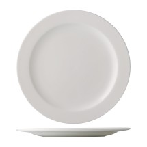 CAC China ALP-16 Alps Bone White Porcelain Plate with Medium Rim 10 1/2&quot; - 1 dozen