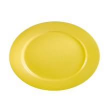 CAC China LV-12-Y Las Vegas Stoneware Rolled Edge Yellow Platter 10 3/8&quot; - 2 dozen