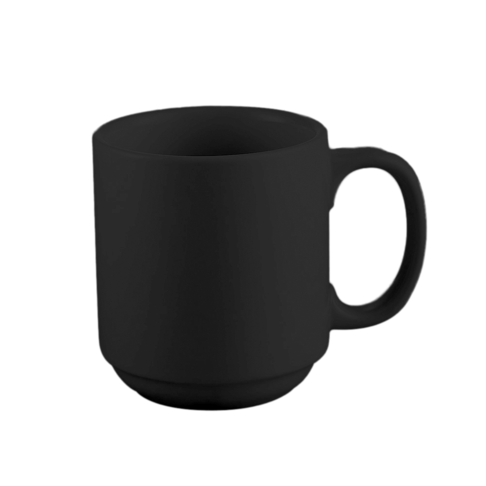 CAC China PRM-12-BLK Mug Collection Prime Black Stacking Mug 12 oz., 3 1/4" - 3 dozen
