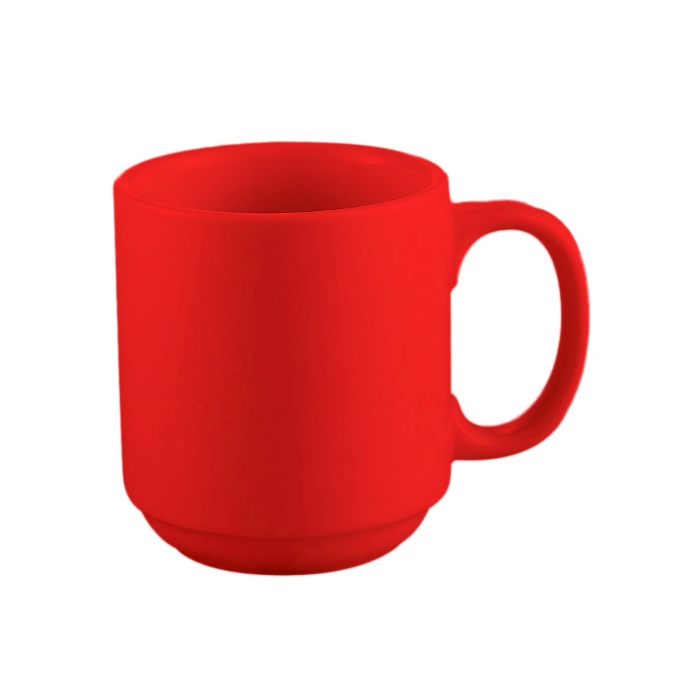 CAC China PRM-12-R Mug Collection Prime Red Stacking Mug 12 oz., 3 1/4" - 3 dozen