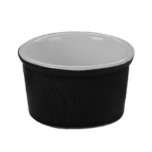 CAC China RKF-25-BLK Black//White Stoneware Ramekin 2.5 oz., 2 7/8&quot;  - 4 dozen