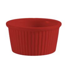 CAC China RKF-1-R Red Stoneware Fluted Ramekin 1 oz., 2 1/4&quot;  - 4 dozen