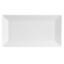 CAC China CBS-RT12 Cambridge Embossed Super White Porcelain Rectangular Platter 10" - 2 dozen