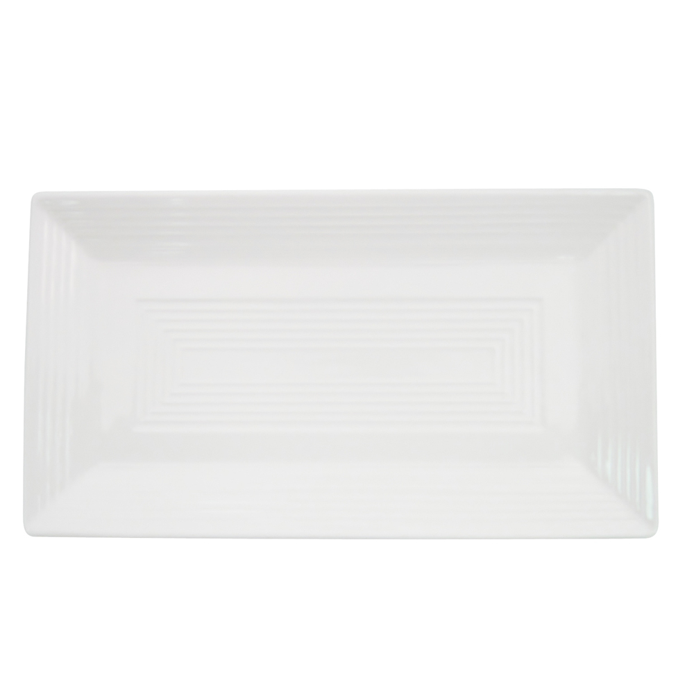 CAC China TGO-RT14 Tango Embossed Bone White Porcelain Rectangular Platter 13"  - 1 dozen
