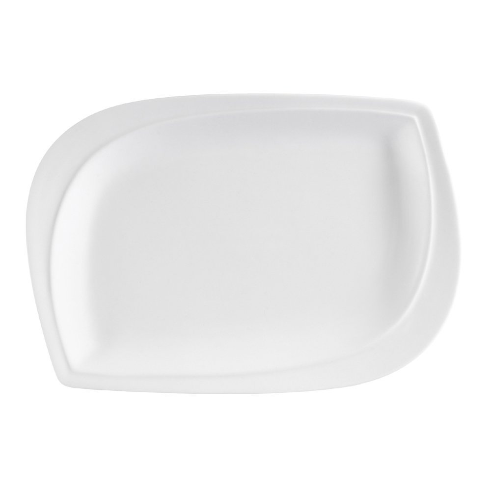 CAC China ASP-33 Aspen Tree Bone White Porcelain Rectangular Platter 8"L x 5-3/4"W x 1/2"H - 2 dozen