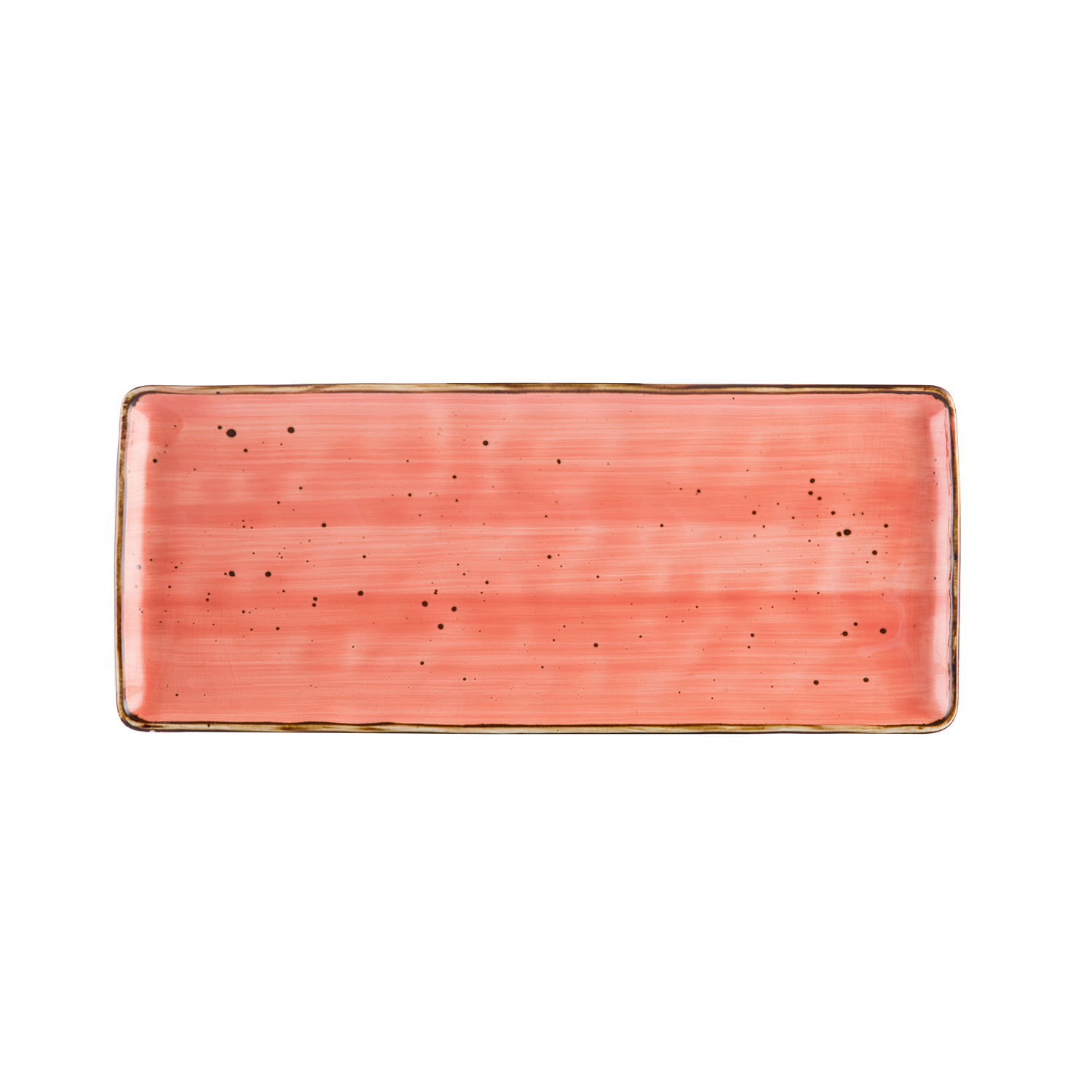 CAC China TUS-RT41-CRL Tucson Porcelain Coral Rectangular Platter 14"  - 1 dozen