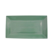CAC China TG-RT13-G Tango Embossed Porcelain Green Rectangular Platter 11 5/8&quot;  - 1 dozen