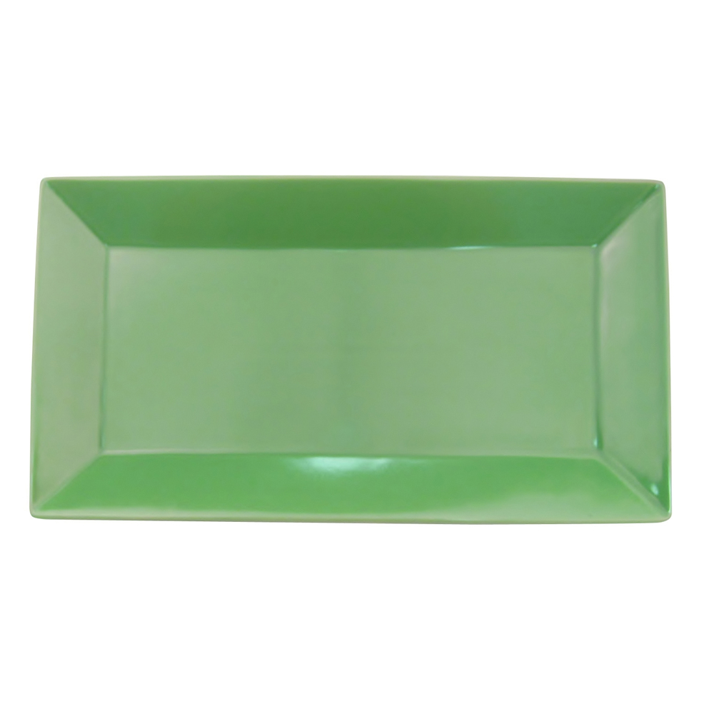 CAC China KC-51-G Color Arts Stoneware Green Rectangular Platter 14 1/2" - 1 dozen