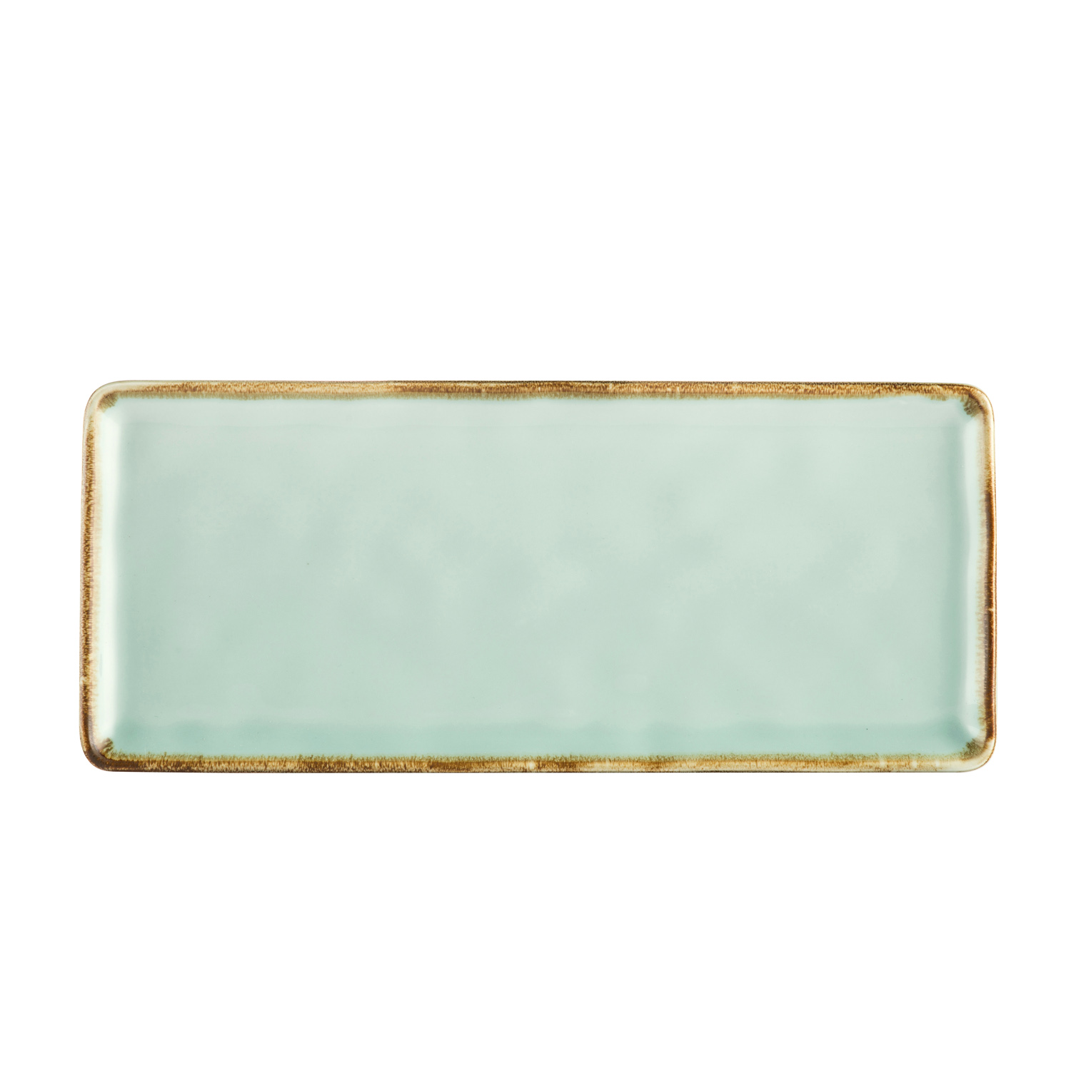 CAC China PMS-RT13-G Palm Springs Light Green Porcelain Rectangular Platter 12"  - 1 dozen