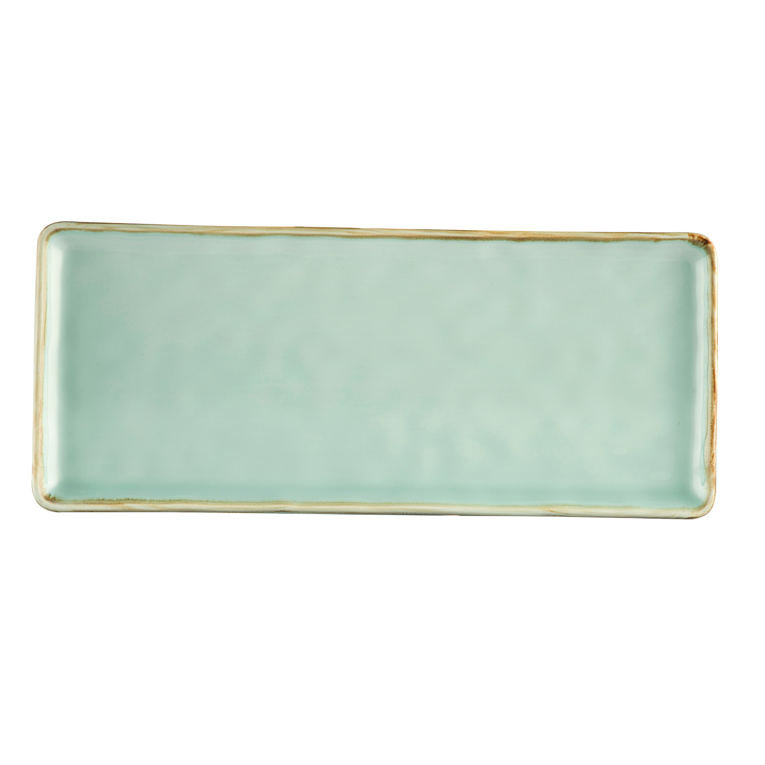 CAC China PMS-RT61-G Palm Springs Light Green Porcelain Rectangular Platter 16"  - 1 dozen
