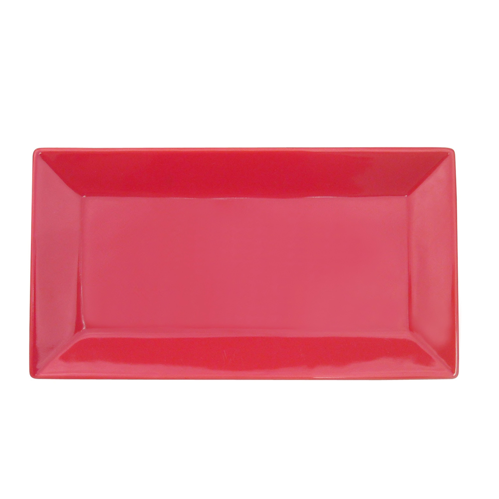 CAC China KC-51-R Color Arts Stoneware Red Rectangular Platter 14 1/2" - 1 dozen