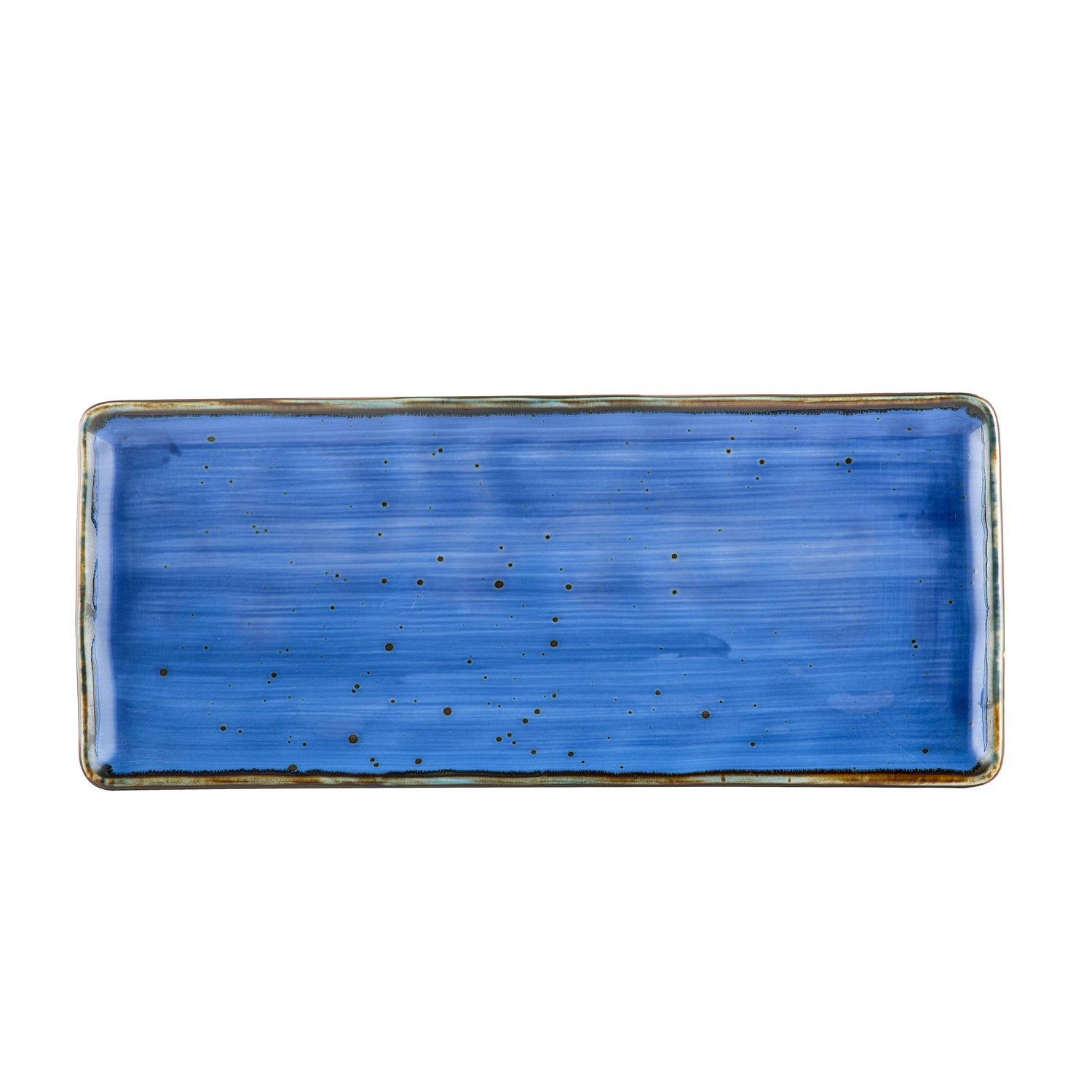 CAC China TUS-RT13-BLU Tucson Starry Night Blue Porcelain Rectangular Platter 12"  - 1 dozen