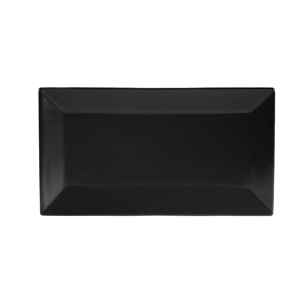 CAC China KC-12-BLK Color Arts Stoneware Sunflower Rectangular Platter 10" - 2 dozen
