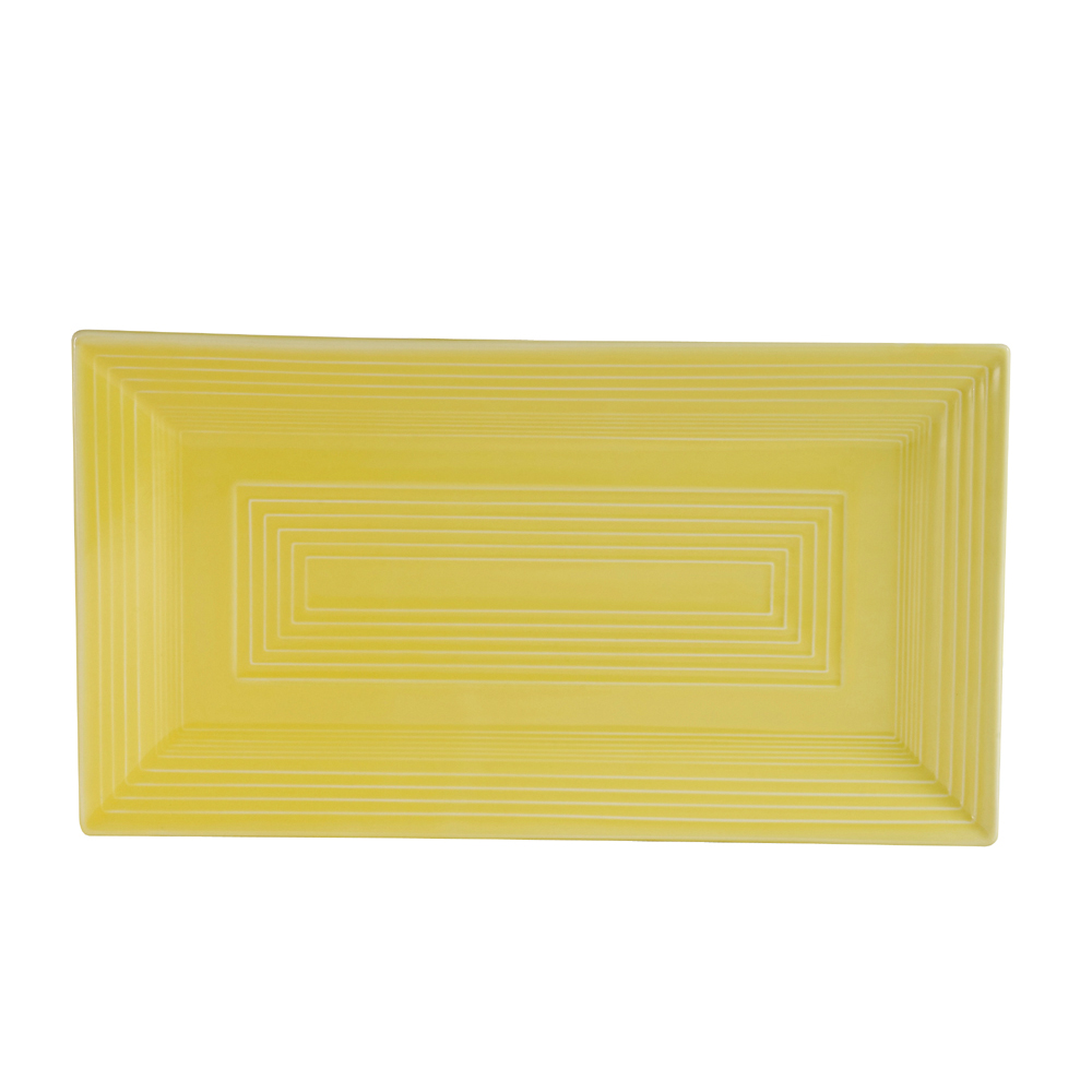CAC China TG-RT13-SFL Tango Embossed Porcelain Sunflower Rectangular Platter 11 5/8"  - 1 dozen