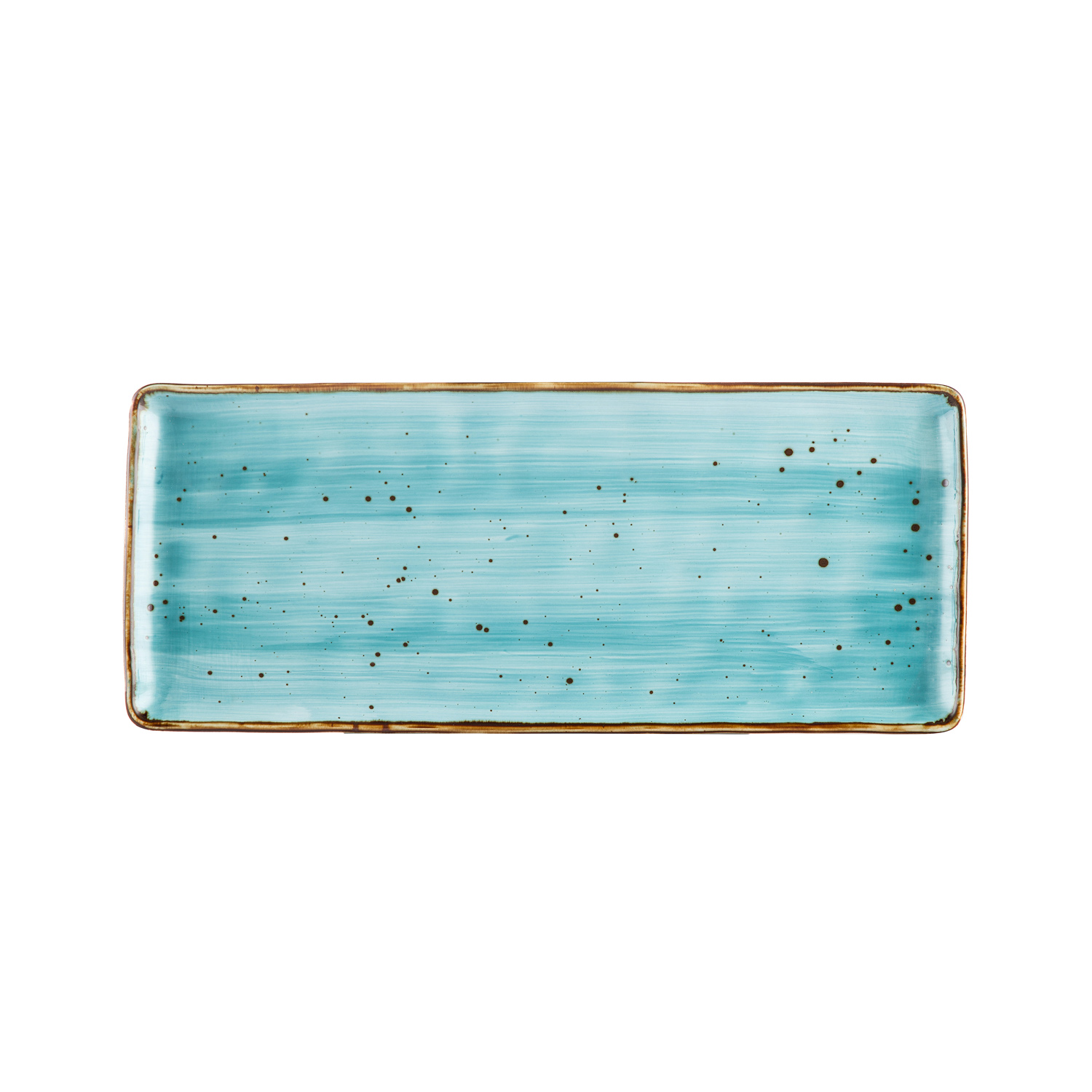 CAC China TUS-RT41-TQS Tucson Porcelain Turquoise Rectangular Platter 14"  - 1 dozen