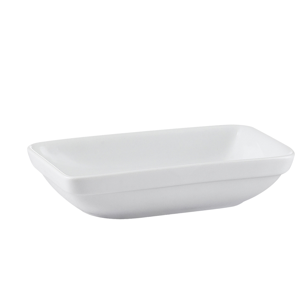 CAC China RCN-D6 RCN Specialty Super White Porcelain Rectangular Stacking Dish 10 oz., 6 1/2"  - 3 dozen