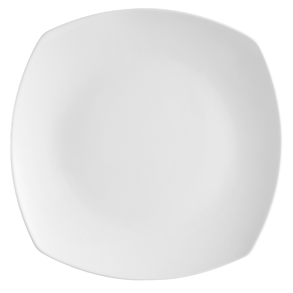 CAC China H-SQ16 Hampton Super White Porcelain Round In Square Plate 10" - 1 dozen