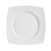 CAC China RCN-SQ23 Clinton Super White Porcelain Round In Square Plate 13 1/2&quot; - 1 dozen