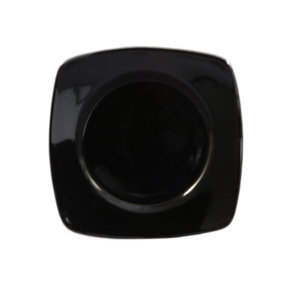 CAC China R-SQ6-BLK Clinton Super White Porcelain Round In Square Plate Black 6 7/8"  - 3 dozen