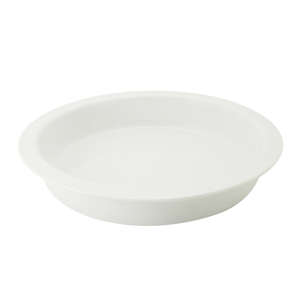 CAC China BF-R16 Super White Porcelain GN Round Food Pan 15 3/8" - 4 pcs