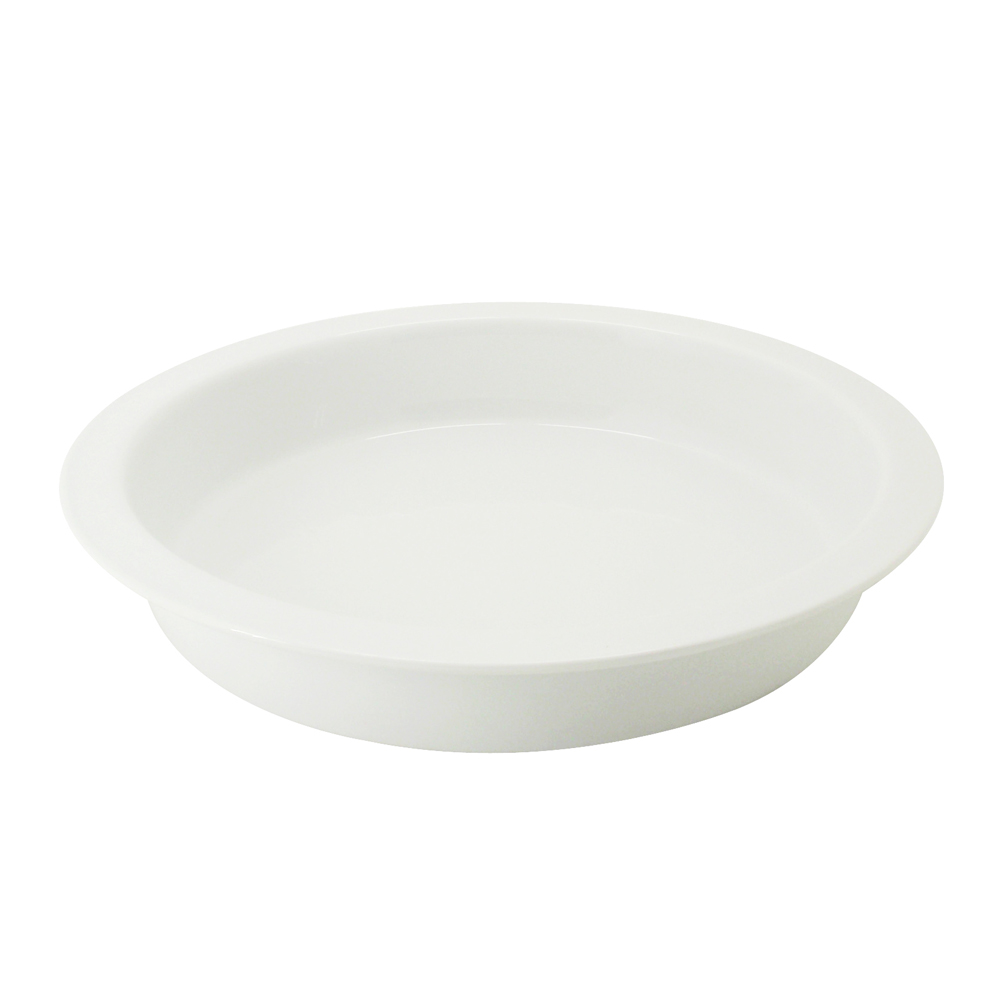 CAC China BF-R16 Super White Porcelain GN Round Food Pan 15 3/8" - 4 pcs