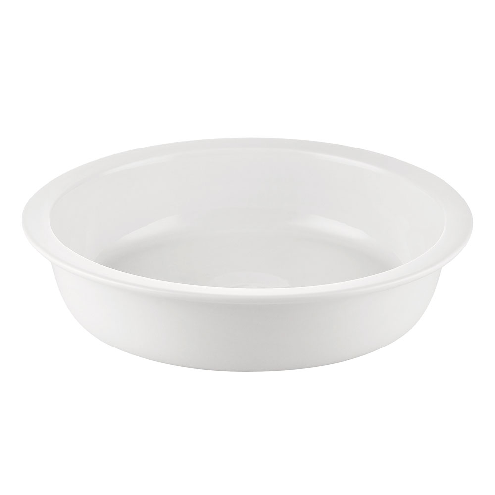 CAC China BF-R10 Super White Porcelain Round GN Food Pan 48 oz., 10 1/4" - 6 pcs