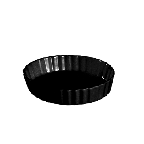 CAC China QCD-5-BLK Festiware Stoneware Black Fluted Quiche Dish 5.5 oz., 5"  - 2 dozen