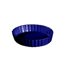 CAC China QCD-5-BLU Festiware Stoneware Blue Fluted Quiche Dish 5.5 oz., 5&quot;  - 2 dozen
